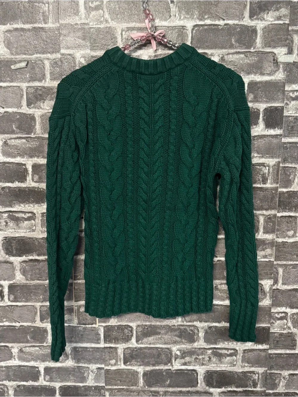 J. Crew Cable-knit crewneck sweater Midnight Foliage dark green